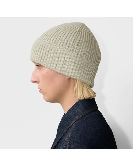 Burberry White Logo Embroidered Ribbed-Knit Beanie for men