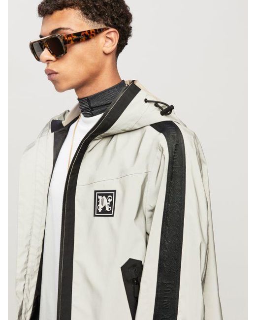 Palm Angels Brown Logo Patch Hooded Jacket for men