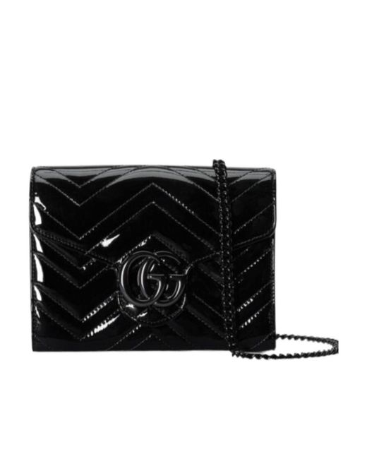Gucci Black Double G Matelassé Leather Shoulder Bag