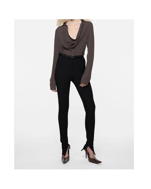 Acne Gray Cowl Neck Draped Blouse