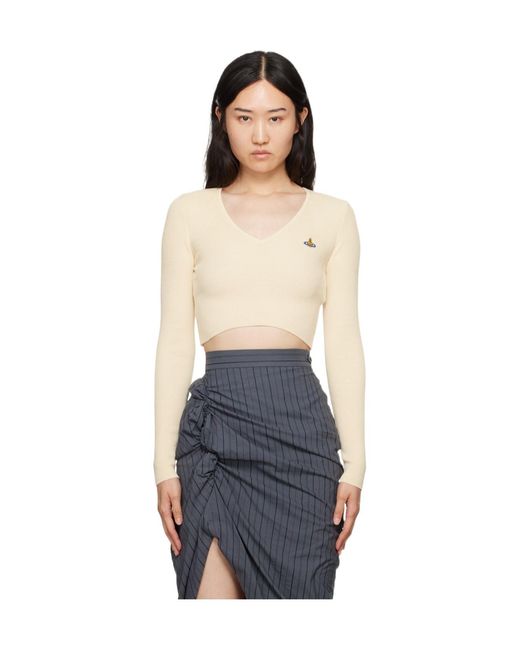Vivienne Westwood Blue Bea Cropped V-Neck Jumper