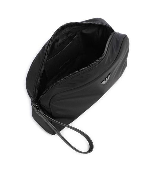 Emporio Armani Black Logo-Plaque Wristlet Clutch Bag for men