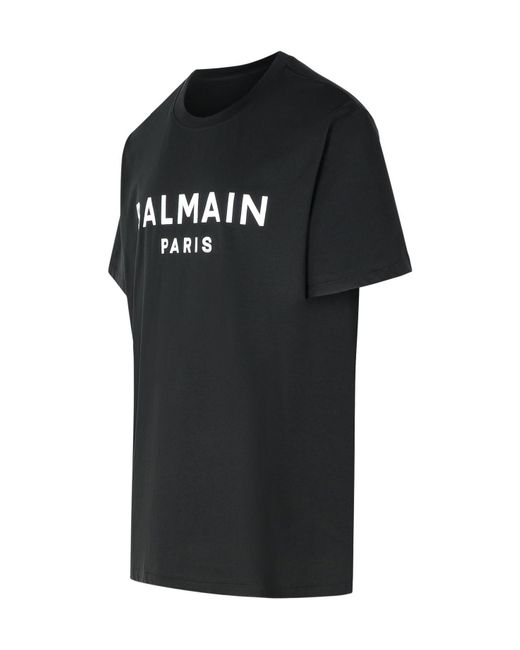 Balmain Black Logo Printed Crewneck T-Shirt for men