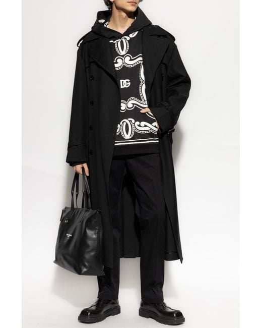Dolce & Gabbana Black Bandana Printed Drop Shoulder Hoodie for men
