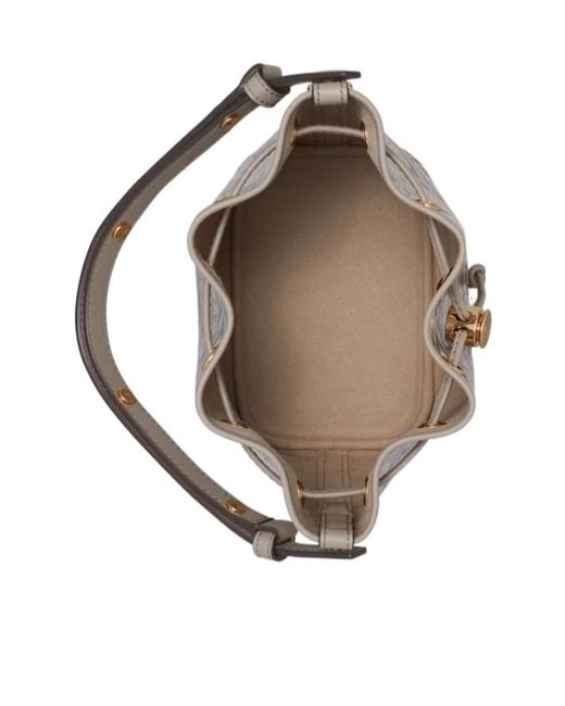 Tory Burch Gray Logo-Jacquard Bucket Bag