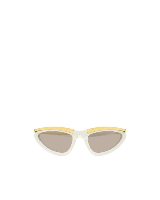 Bottega Veneta White Eyewear Prisma Cat Eye Sunglasses