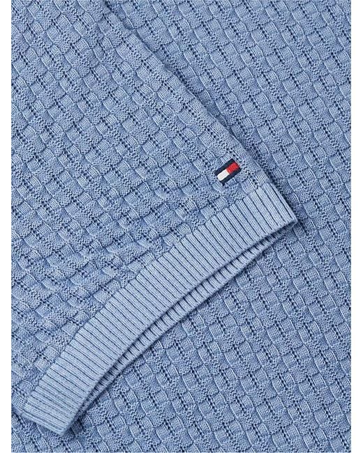 Tommy Hilfiger Blue Basket-Weave Polo Shirt for men