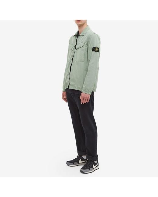 Stone Island Green Compass-Patch Shirt Jacket for men