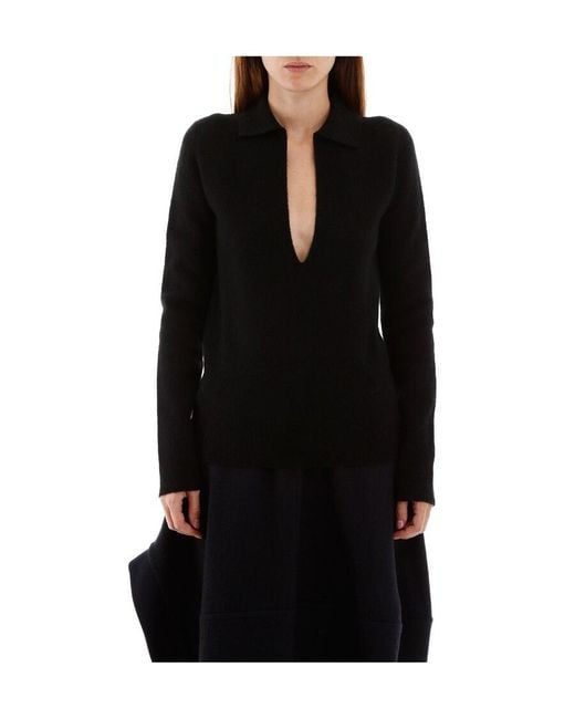 Jil Sander Black V-Neck Knitted Jumper