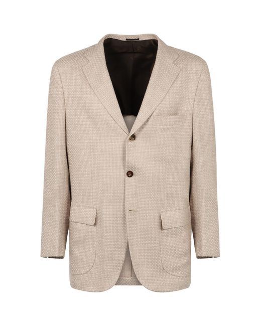 Kiton Natural Single-Breasted Tailored Blazer for men