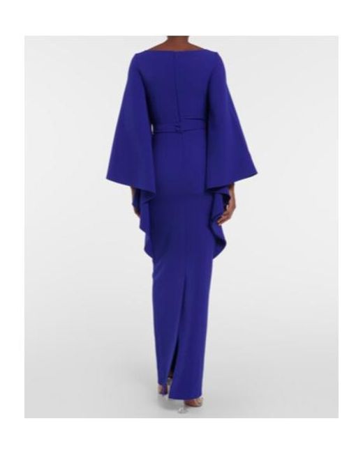 Safiyaa Blue Boat N Flared Belted Maxi Dress