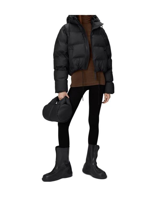 Rains Black Alta Short Puffer Jacket
