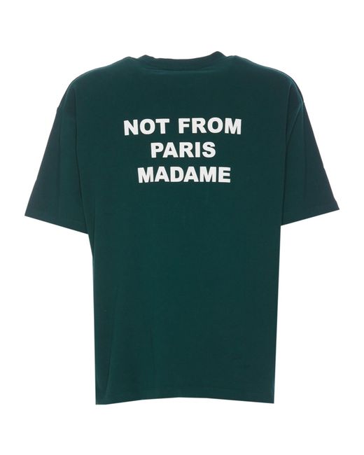 Drole de Monsieur Green Logo-Print Cotton T-Shirt for men