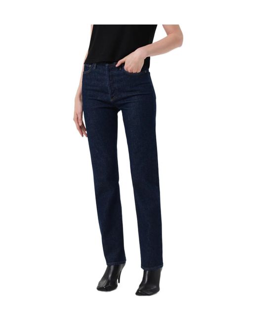 Agolde Blue 90's Pinch Waist High Rise Straight Long (Comfort Stretch)