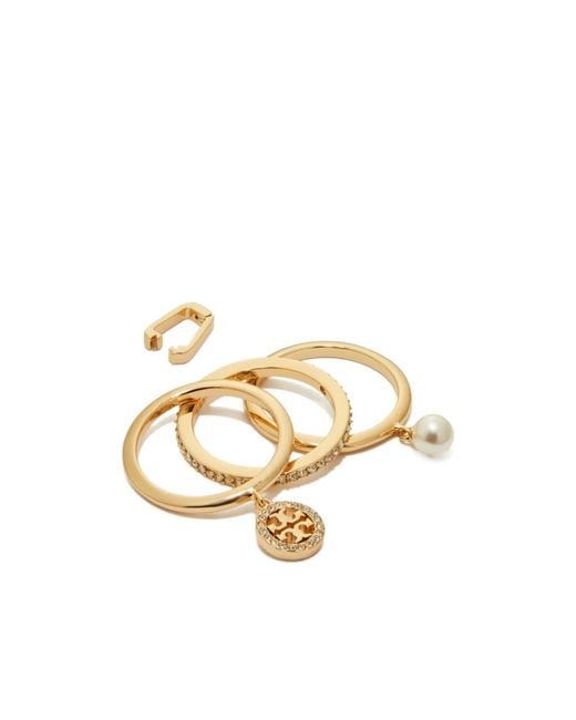 Tory Burch Metallic Icon Pavé Charm Ring