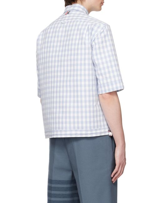 Thom Browne White Gingham Poplin Short-Sleeve Shirt for men
