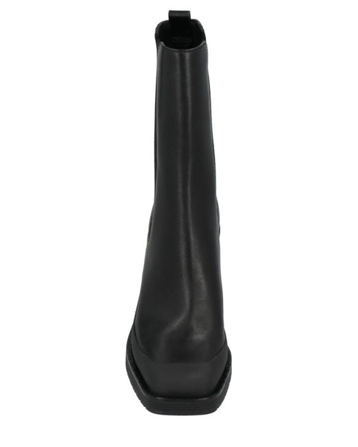 Tory Burch Black Minimalist Square-Toe Leather Boots