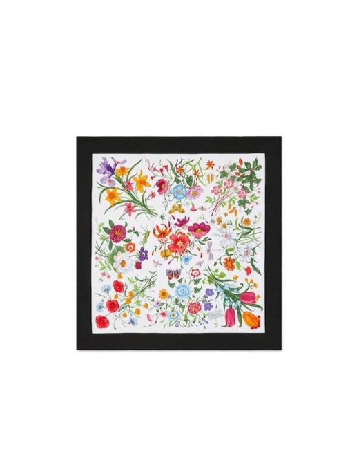 Gucci Black Printed Silk Wool Shawl
