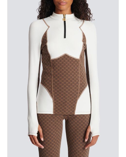 Balmain White Mini Monogram Technical Top