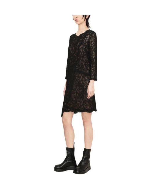 Ermanno Scervino Black Asymmetric Floral Lace Dress