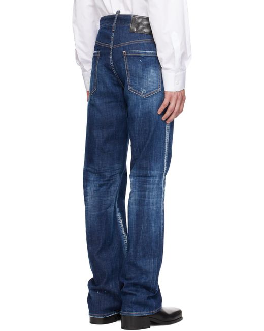DSquared² Blue Flared Distressed Jeans for men