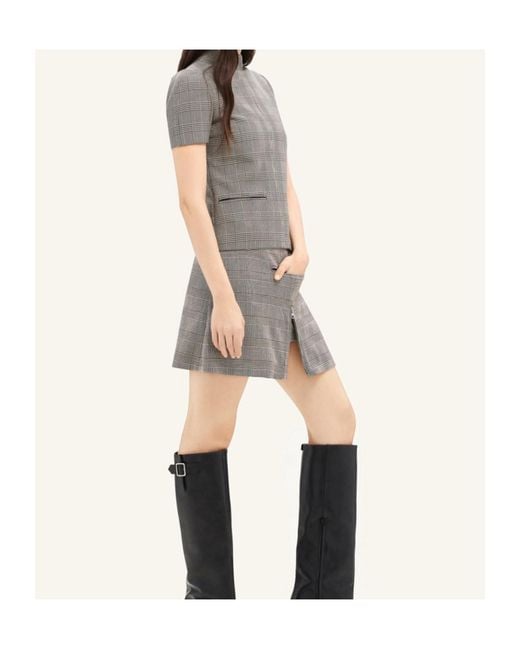 Courreges Gray Courrèges Mid-Rise A-Line Checked Mini Skirt