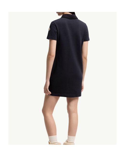 Moncler Blue Cotton Piquet Polo Mini Dress