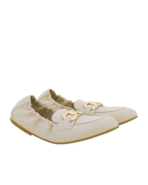 Ferragamo White Stretch Loafers