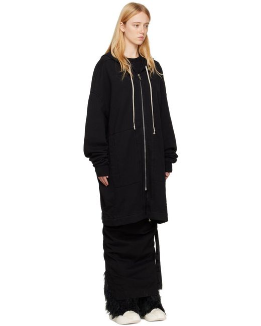 Rick Owens Black Two-Pocket Organic-Cotton Hoodie for men