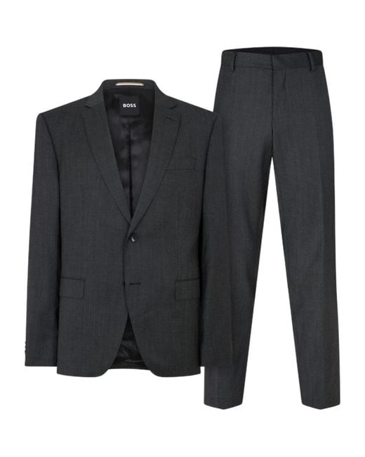 Boss Black Tailored Fit Canvas Interlining Suits for men