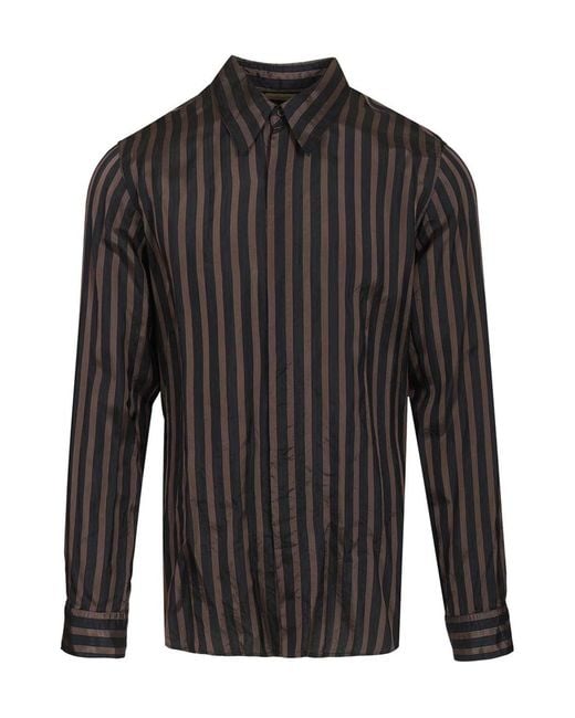 Dries Van Noten Gray Striped Shirt for men