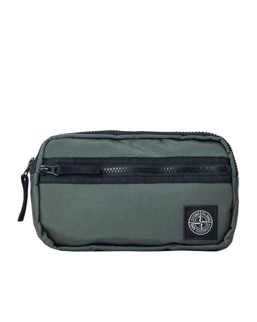 Stone Island Gray Logo Zip Belt Bag for men