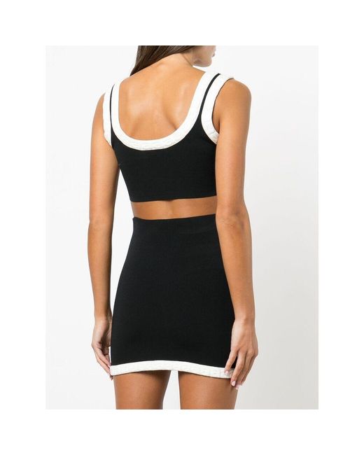Alexander Wang Black Logo-Jacquard Trim Cropped Top