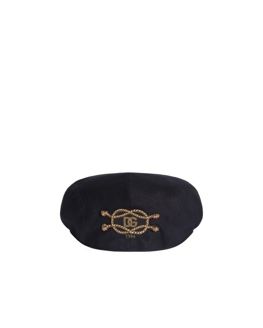 Dolce & Gabbana Blue Logo Patch Flat Cap for men