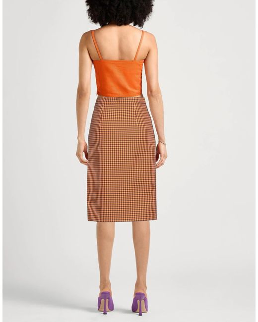 Marni Brown Plaid Wool-Blend Midi Skirt