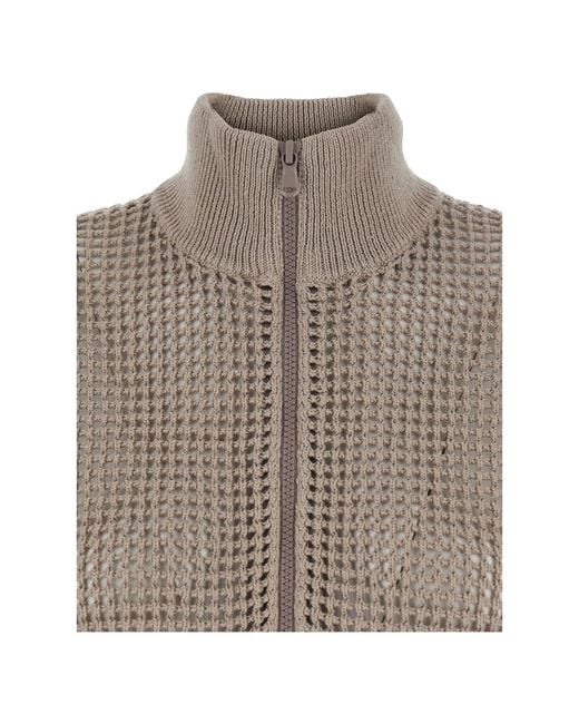 Brunello Cucinelli Gray Cardigan With Front Closure And Pockets