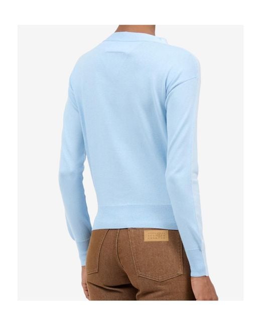 MM6 by Maison Margiela Blue V-Neck Buttoned Cardigan