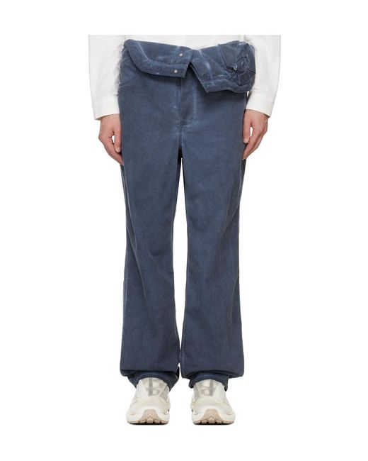 JUNTAE KIM Blue Asymmetric Flower Casual Pants for men