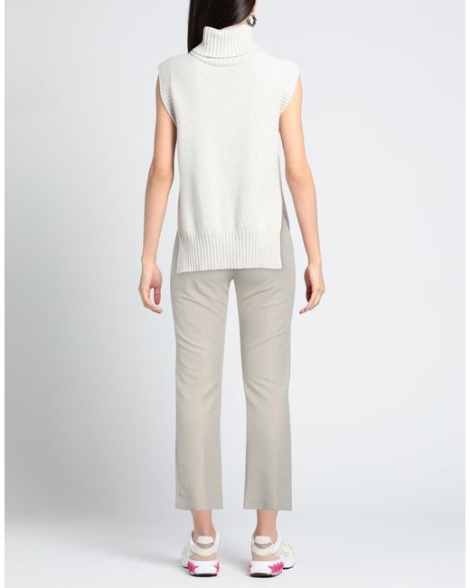 Max Mara Gray Solid Twill Stretch Pants