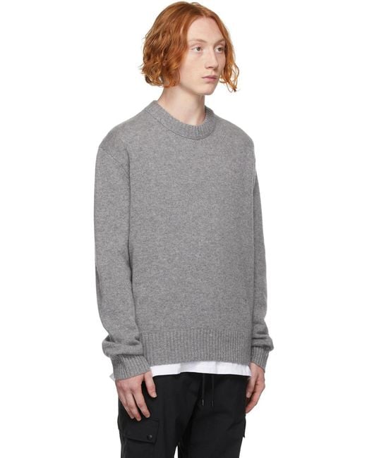 FRAME Gray Logo Knitted Pullover for men