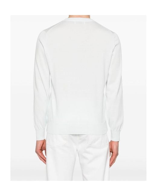 Brunello Cucinelli White Cotton Sky Sweater for men