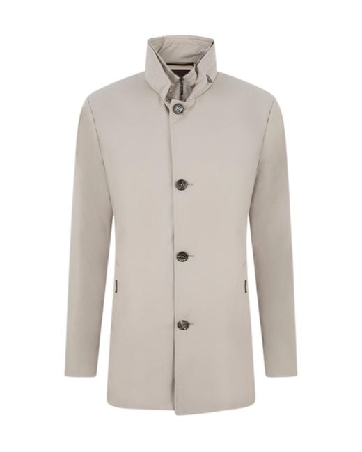Moorer White Mid-Length Silk-Blend Coat With A Stand Collar for men