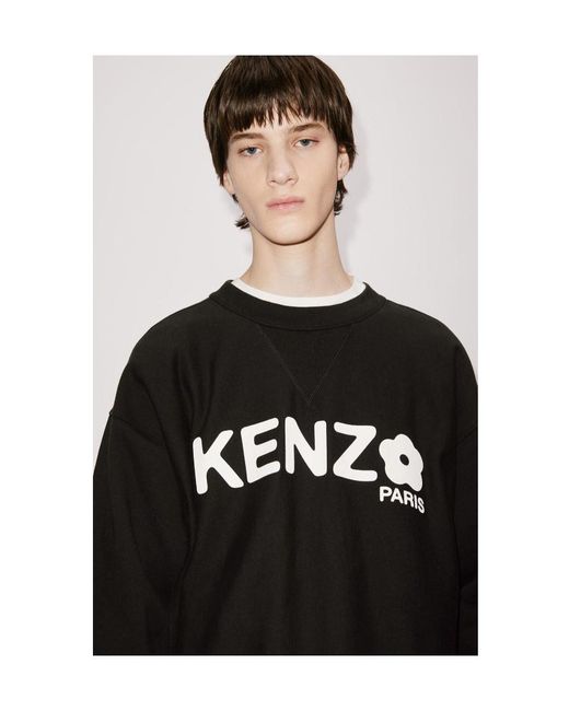KENZO Black Logo Printed Crewneck Sweatshirt for men