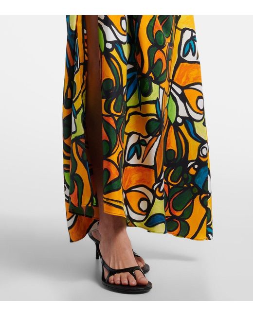 Christopher Esber Multicolor Printed Draped Silk Maxi Dress