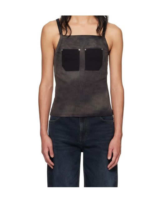 Dion Lee Black Rivet-Embellishment Tank Top for men