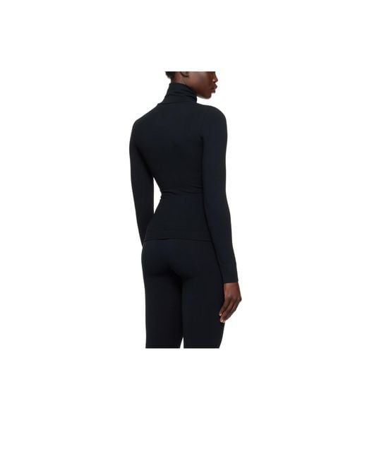 Perfect Moment Blue Ribbed Modal Blend Turtleneck Thermal Top