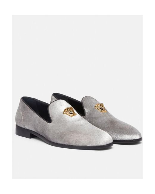Versace White Medusa-Head Slip-On Loafers for men
