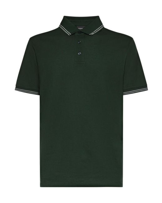 Emporio Armani Green Tipped Collar Polo Shirt for men