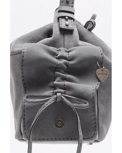 Acne Gray Ruffled Leather Shoulder Bag