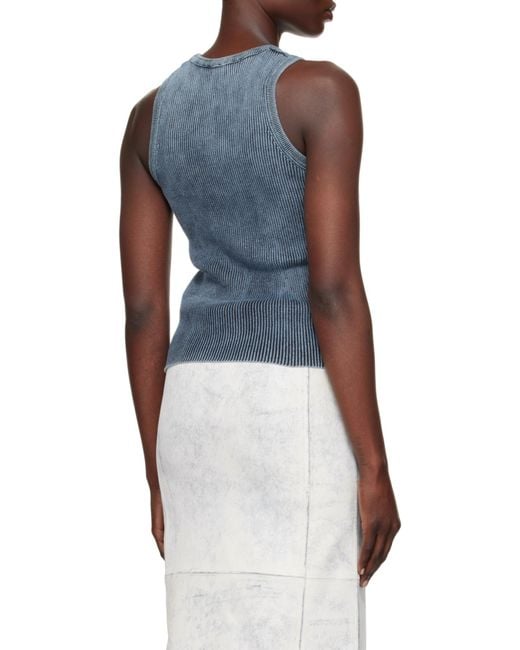 DIESEL Blue M-Anchor-A-Sl Ribbed Cotton Tank Top